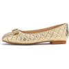 image:imageFEVERSOLE Womens Square Toe Fashion Bow Tie Dress Slip On Ballet FlatsGold Quilted Toe Cap
