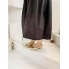 image:imageFEVERSOLE Womens Square Toe Fashion Bow Tie Dress Slip On Ballet FlatsGold Quilted Toe Cap
