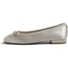image:imageFEVERSOLE Womens Square Toe Low Heel Flats Silky Soft Elegant Shiny Dress Pump ShoesBeige Satin