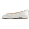 image:imageFEVERSOLE Womens Square Toe Low Heel Flats Silky Soft Elegant Shiny Dress Pump ShoesWhite Satin