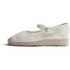 image:imageFeversole Close Toe Hand Stitching Espadrilles Womens Comfort Breathable Ankle Strap Low Heel WedgeBeige Linen Jute Mary Jane