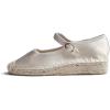 image:imageFeversole Close Toe Hand Stitching Espadrilles Womens Comfort Breathable Ankle Strap Low Heel WedgeBeige Satin Jute Mary Jane