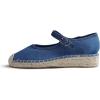 image:imageFeversole Close Toe Hand Stitching Espadrilles Womens Comfort Breathable Ankle Strap Low Heel WedgeDenim Canvas Jute Mary Jane