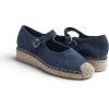 image:imageFeversole Close Toe Hand Stitching Espadrilles Womens Comfort Breathable Ankle Strap Low Heel WedgeNavy Linen Jute Mary Jane