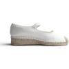 image:imageFeversole Close Toe Hand Stitching Espadrilles Womens Comfort Breathable Ankle Strap Low Heel WedgeWhite Satin Jute Mary Jane