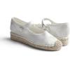 image:imageFeversole Close Toe Hand Stitching Espadrilles Womens Comfort Breathable Ankle Strap Low Heel WedgeWhite Satin Jute Mary Jane