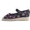 image:imageFeversole Crochet Mesh Hand Stitching Espadrilles Womens Comfort Breathable Ankle Strap Low Heel WedgeBlack Embroidery Jute Mary Jane