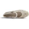 image:imageFeversole Crochet Mesh Hand Stitching Espadrilles Womens Comfort Breathable Ankle Strap Low Heel WedgeDark Beige Crochet Jute Mary Jane