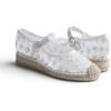 image:imageFeversole Crochet Mesh Hand Stitching Espadrilles Womens Comfort Breathable Ankle Strap Low Heel WedgeWhite Lace Jute Mary Jane