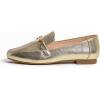 image:imageFeversole Womens Fashion Trim Deco Loafer SlippersBar Trim Gold Grain Vegan Leather