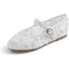 image:imageFEVERSOLE Girls Cute Dress Mary Jane Shoes Soft Lace Breathable Ballet FlatsWhite Lace 1725 Loop Maryjane