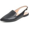 image:imageFEVERSOLE Pointed Toe Casual Slingback Flat Mules Womens Fashion Buckle Strap Slide Summer SlippersBlack Plain Vegan Leather