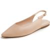 image:imageFEVERSOLE Pointed Toe Casual Slingback Flat Mules Womens Fashion Buckle Strap Slide Summer SlippersNude Vegan Leather Plain
