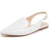 image:imageFEVERSOLE Pointed Toe Casual Slingback Flat Mules Womens Fashion Buckle Strap Slide Summer SlippersWhite Plain Vegan Leather