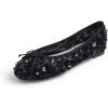 image:imageFEVERSOLE Round Toe Lace Ballet Crochet Flats Womens Comfy Breathable ShoesBlack Sequin Beads Lace