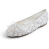 image:imageFEVERSOLE Round Toe Lace Ballet Crochet Flats Womens Comfy Breathable ShoesWhite Sequin Beads Lace