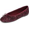 image:imageFEVERSOLE Womens Bling Soft Cushioned Comfort Flats Sparkle Party BalletsGlitter Burgundy