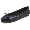 image:imageFEVERSOLE Womens Bow Tie Fashion Dress Slip On Shoes Round Toe Ballet FlatBlack Quilted Patent Toe Cap