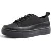 image:imageFEVERSOLE Womens Canvas Vegan Leather Lightweight Platform LaceUp Street Sneakers Black Canvas PU Platform Size 85 M US
