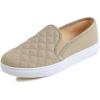 image:imageFEVERSOLE Womens Casual Slip On Sneaker Comfort Quilted Loafer FlatsBeige Quilted Embossed Vegan Leather