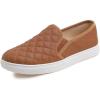 image:imageFEVERSOLE Womens Casual Slip On Sneaker Comfort Quilted Loafer FlatsCamel Quilted Embossed Vegan Leather