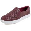 image:imageFEVERSOLE Womens Casual Slip On Sneaker Comfortable Quilted Loafer Travel Walking ShoesBurgundy Red Quilted Vegan Leather