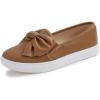 image:imageFEVERSOLE Womens Casual Slip On Sneaker Fashion Bow Tie Loafer FlatsCamel Vegan Leather