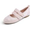 image:imageFEVERSOLE Womens Cushion Padded Mary Jane Sneakers Double Straps Comfort Casual Soft Fabric Sporty BalletsPink Fabric Mf Two Straps
