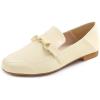 image:imageFEVERSOLE Womens Fashion Daily Comfort Soft Penny Loafer Office Work FlatsBeige Vegan Leather Golden Buckle
