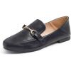 image:imageFEVERSOLE Womens Fashion Daily Comfort Soft Penny Loafer Office Work FlatsBlack Vegan Leather Golden Buckle