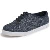 image:imageFEVERSOLE Womens Fashion Dress Sneakers Party Bling Casual Flats Embellished ShoesNight Blue Glitter Laceup Plimsolls