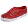 image:imageFEVERSOLE Womens Fashion Dress Sneakers Party Bling Casual Flats Embellished ShoesRed Glitter Laceup Plimsolls