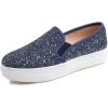 image:imageFEVERSOLE Womens Fashion Slip On Sneaker Casual Platform LoafersPlatform Night Blue Glitter