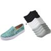 image:imageFEVERSOLE Womens Fashion SlipOn Sneaker Loafers Jade Green Size 85 M US Boundle with No Show Socks Women Ankle Low Cut Thin No Slip Invisible Liner Socks 3 Colors 6 Pairs