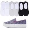image:imageFEVERSOLE Womens Fashion SlipOn Sneaker Loafers Lavender Size 9 M US Bound with No Show Socks Women Ankle Low Cut Thin Socks 3 Colors 6 Pairs