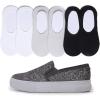 image:imageFEVERSOLE Womens Fashion SlipOn Sneaker Loafers Pewter 95 M US Bound with No Show Socks Women Ankle Low Cut Thin Socks 3 Colors 6 Pairs