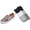 image:imageFEVERSOLE Womens Fashion SlipOn Sneaker Loafers Pink Gold Size 7 M US Boundle with No Show Socks Women Ankle Low Cut Thin No Slip Invisible Liner Socks 3 Colors 6 Pairs