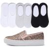 image:imageFEVERSOLE Womens Fashion SlipOn Sneaker Loafers Pink Gold Size 75 M US Bound with No Show Socks Women Ankle Low Cut Thin Socks 3 Colors 6 Pairs