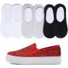 image:imageFEVERSOLE Womens Fashion SlipOn Sneaker Loafers Red 95 M US Bound with No Show Socks Women Ankle Low Cut Thin Socks 3 Colors 6 Pairs