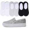 image:imageFEVERSOLE Womens Fashion SlipOn Sneaker Loafers Silver 7 M US Bound with No Show Socks Women Ankle Low Cut Thin Socks 3 Colors 6 Pairs