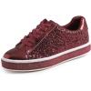 image:imageFEVERSOLE Womens Fashion Sparkle Platform Rhinestone Party Holiday Wedding SneakersBurgundy Glitter