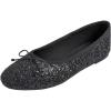 image:imageFEVERSOLE Womens Macaroon Colorful Memory Foam Cushion Insock Patent Ballet FlatGlitter Black