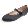 image:imageFEVERSOLE Womens Mary Jane Fashion Round Toe Easy Buckle Slip On FlatsMaryjane Black Satin