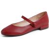 image:imageFEVERSOLE Womens Mary Jane Fashion Round Toe Low Heel Slip On FlatsMaryjane Retro Red Vegan Flat Heel