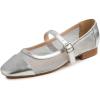 Sq Maryjane Silver Mesh Stack Heel