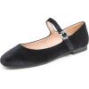 image:imageFEVERSOLE Womens Mary Jane Fashion Square Toe Easy Buckle Slip On FlatsSq Maryjane Black Velvet Flat