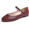 Sq Maryjane Burgundy Vegan Leather Flat