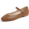 Sq Maryjane Camel Vegan Leather Flat