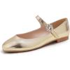 Sq Maryjane Gold Vegan Leather Flat