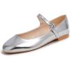 Sq Maryjane Silver Vegan Leather Flat